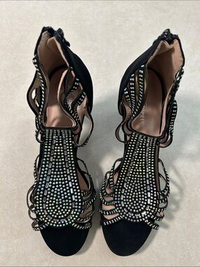 Forever 21 Black Jeweled Strappy High Heels